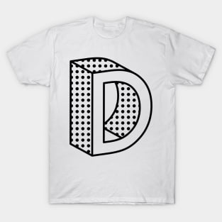 3D Ben Day Dot Isometric Letter D T-Shirt